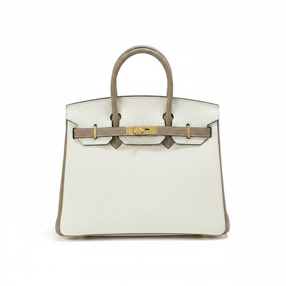 LALUVA Warkin Bags Genuine Leather Two Tone White Gray