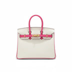 LALUVA Warkin Bags Genuine Leather Two Tone White Pink