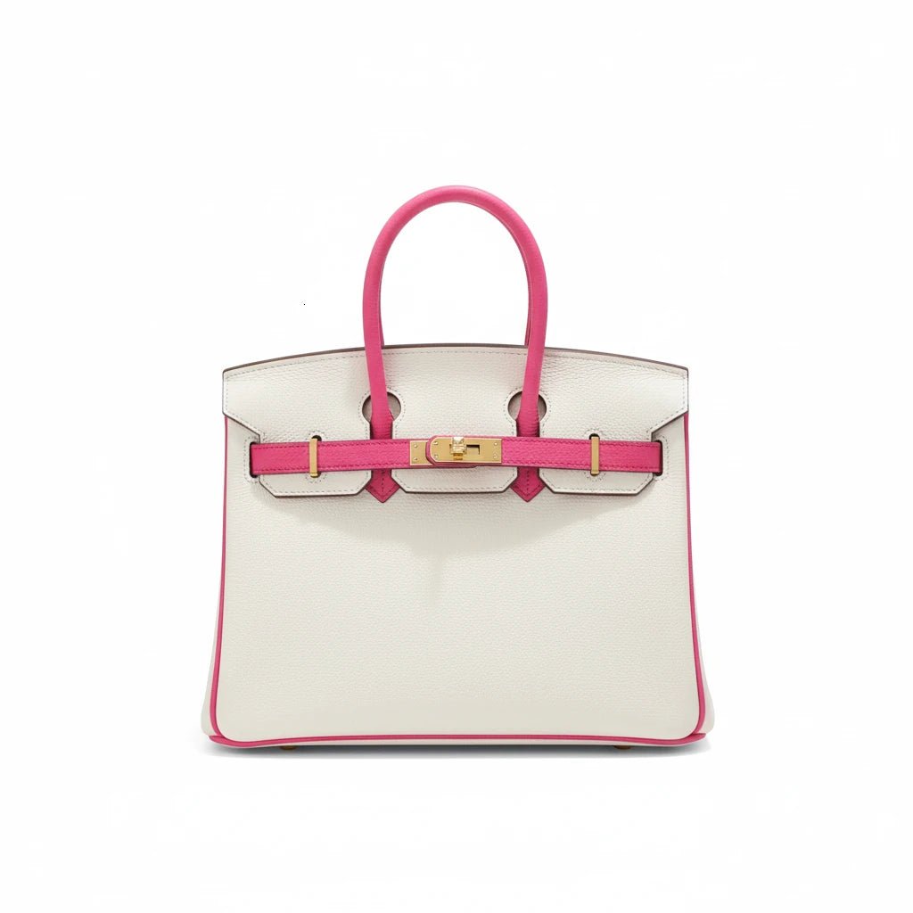 LALUVA Warkin Bags Genuine Leather Two Tone White Pink