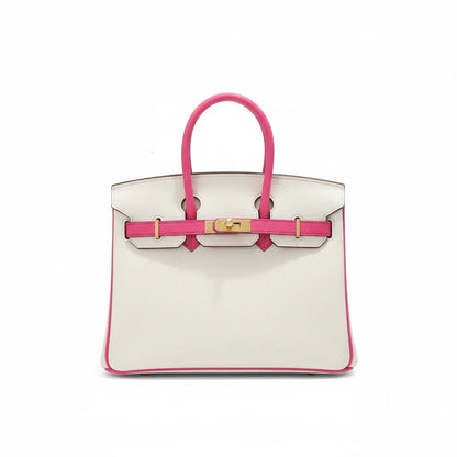 LALUVA Warkin Bags Genuine Leather Two Tone White Pink