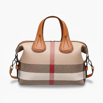 Leona Classic Plaid Vegan Leather Tote Bag - Laluva