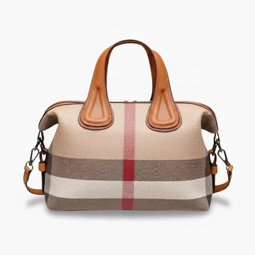 Leona Classic Plaid Vegan Leather Tote Bag - Laluva