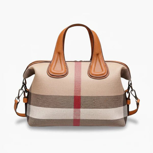 Leona Classic Plaid Vegan Leather Tote Bag - Laluva