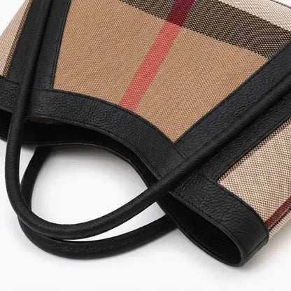 Livina Checkered Canvas Leather Tote Bag - Laluva
