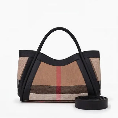 Livina Checkered Canvas Leather Tote Bag - Laluva