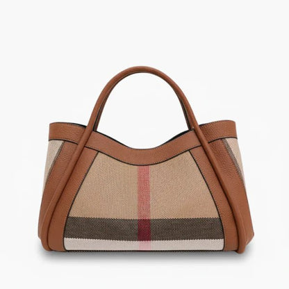 Livina Checkered Canvas Leather Tote Bag - Laluva