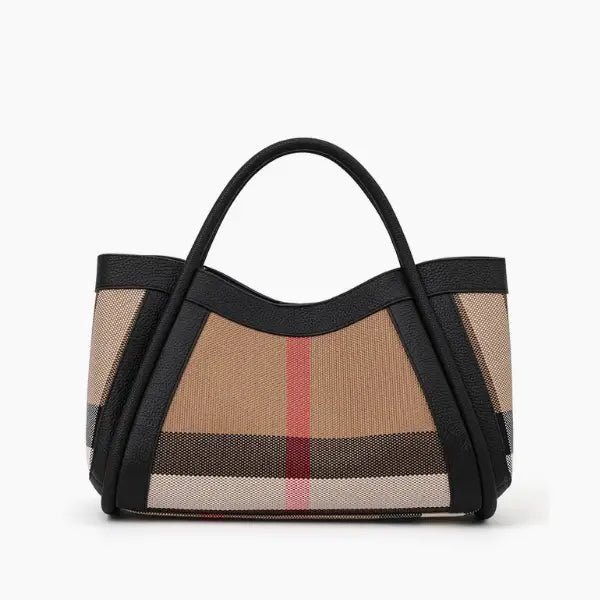 Livina Checkered Canvas Leather Tote Bag - Laluva