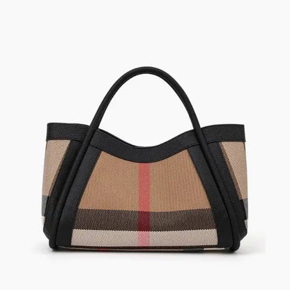 Livina Checkered Canvas Leather Tote Bag - Laluva