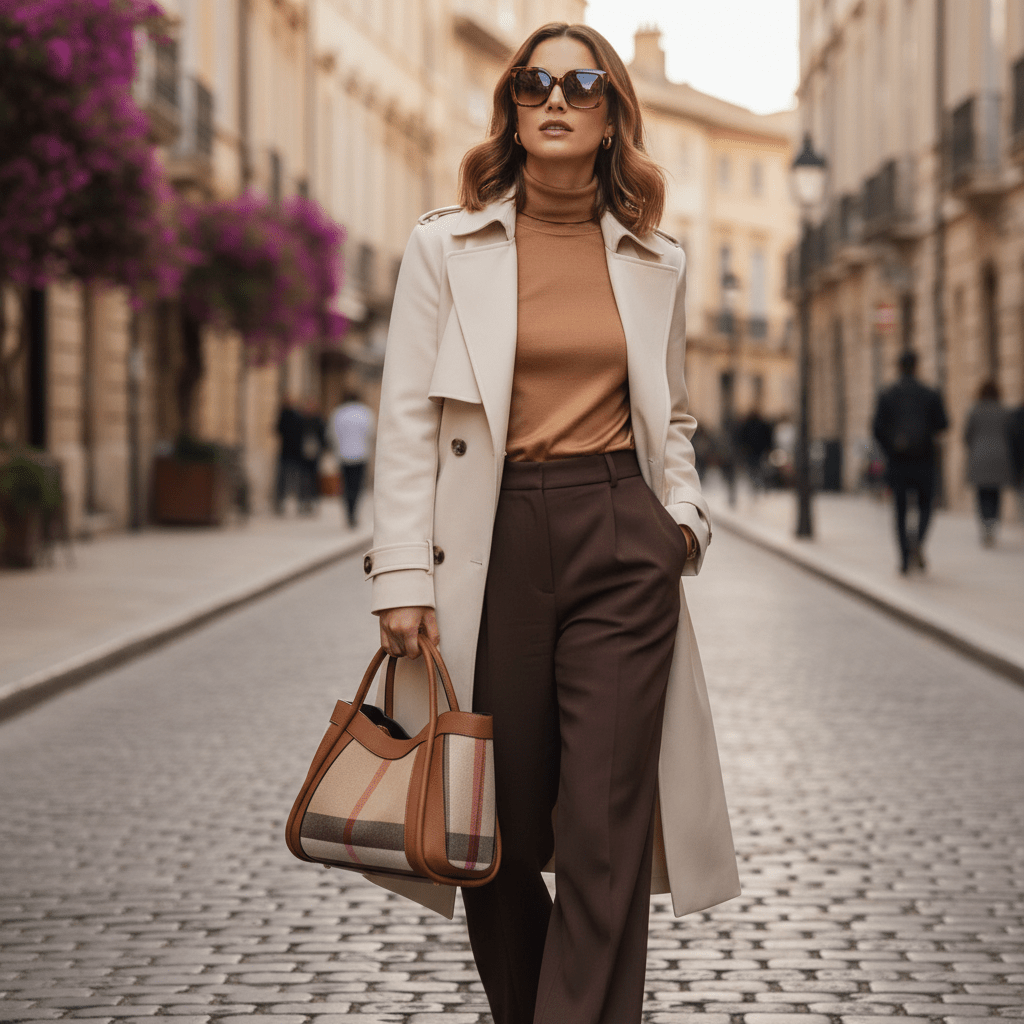 Livina Checkered Canvas Leather Tote Bag - Laluva