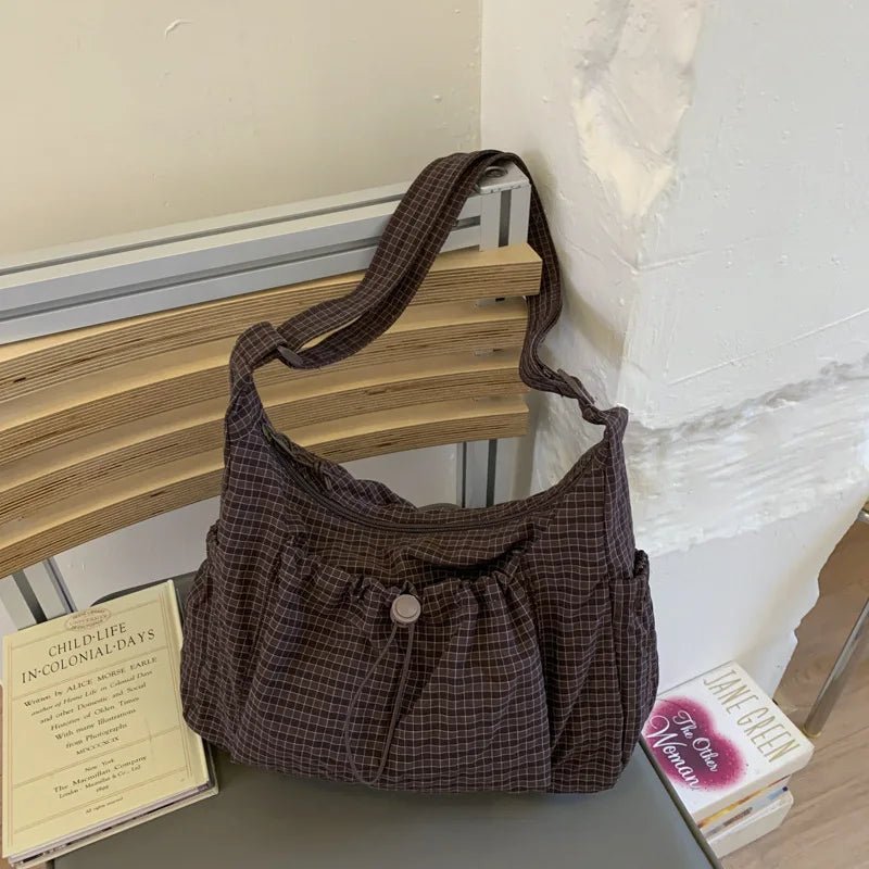 Noa Pleated Checkered Crossbody Bag - Laluva