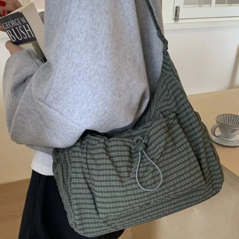 Noa Pleated Checkered Crossbody Bag - Laluva