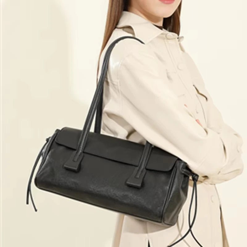 Nora Leather Baguette Bag - Laluva