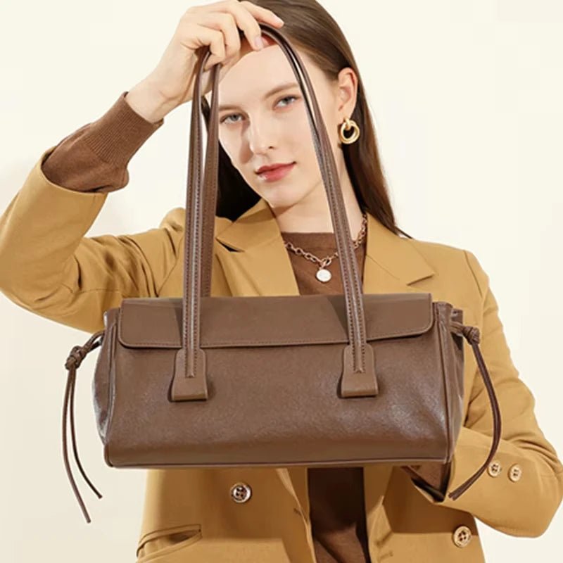 Nora Leather Baguette Bag - Laluva