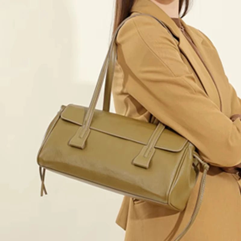 Nora Leather Baguette Bag - Laluva