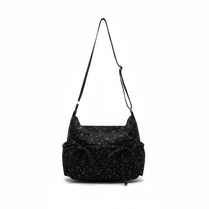 Stella Crossbody Bag Corduroy Bow Black - Laluva