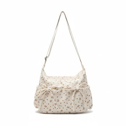 Stella Crossbody Bag Corduroy Bow White - Laluva