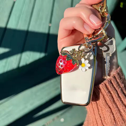 Strawberry daisy beaded charm - Laluva