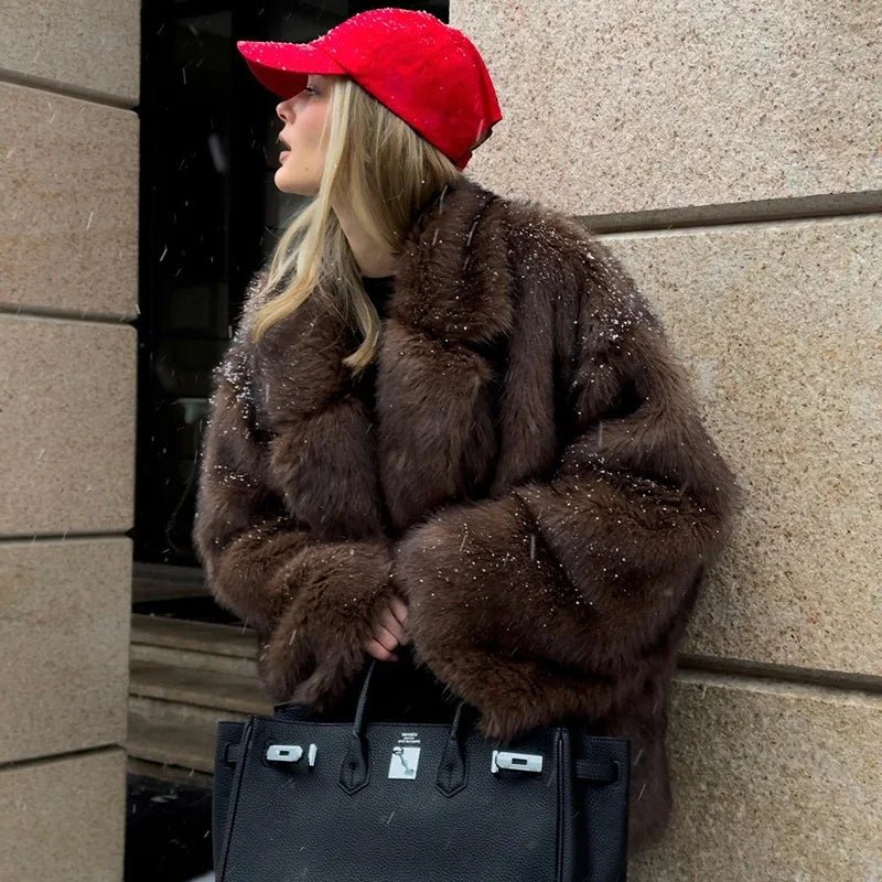 Willa Oversized Gradient Faux Fur Coat - Laluva