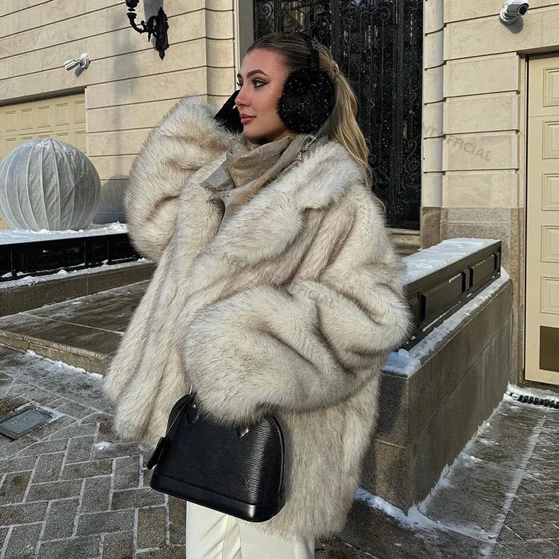 Willa Oversized Gradient Faux Fur Coat - Laluva