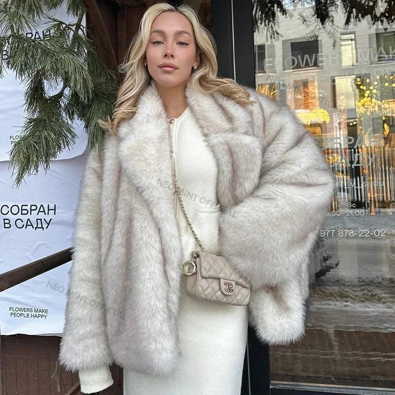 Willa Oversized Gradient Faux Fur Coat - Laluva