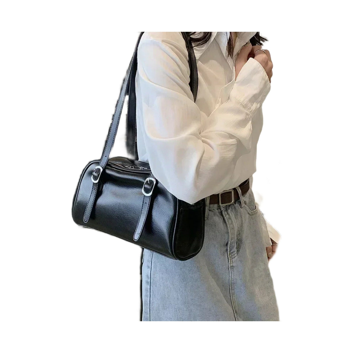 Zoe Buckle-Strap Pillow Shoulder Bag - Laluva
