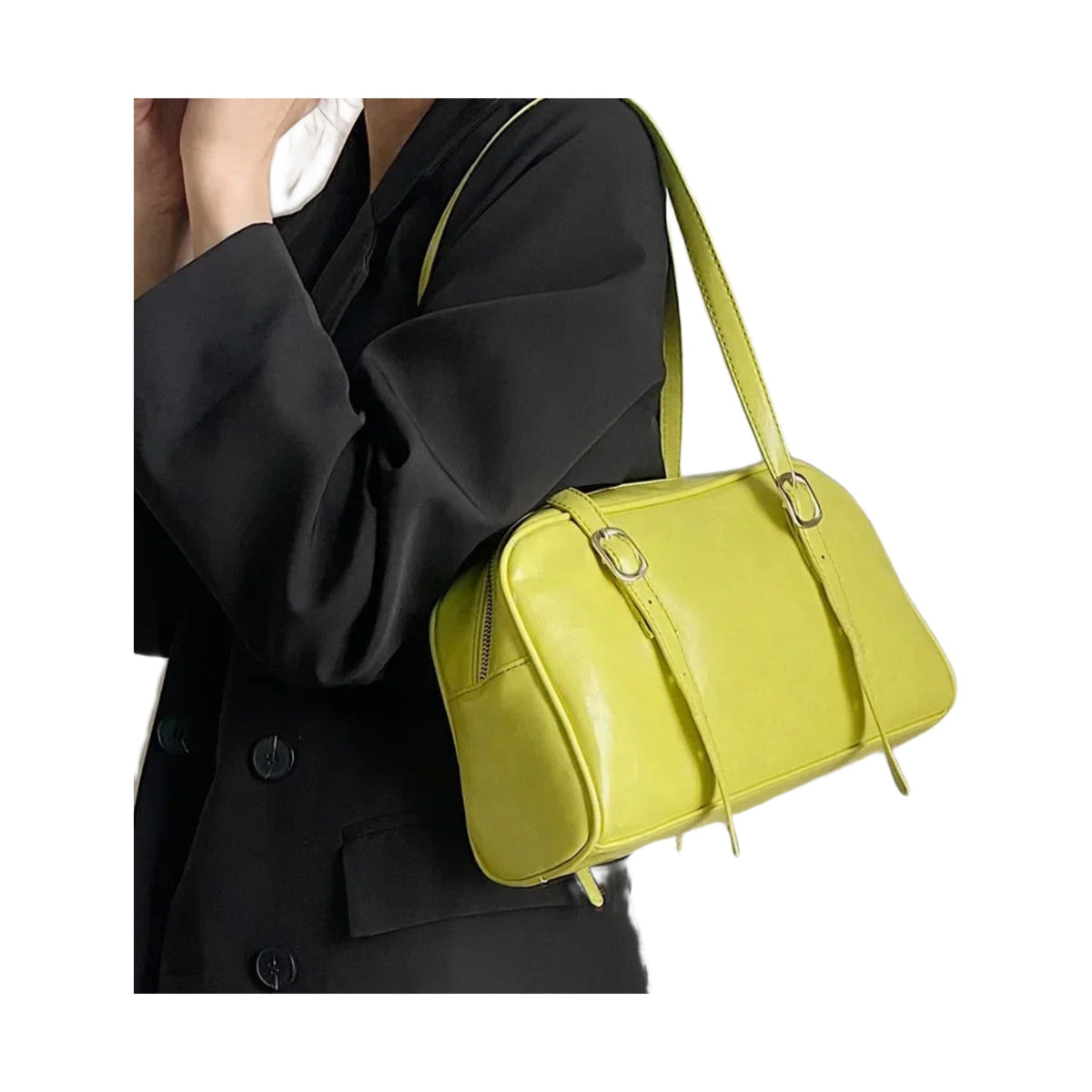 Zoe Buckle-Strap Pillow Shoulder Bag - Laluva